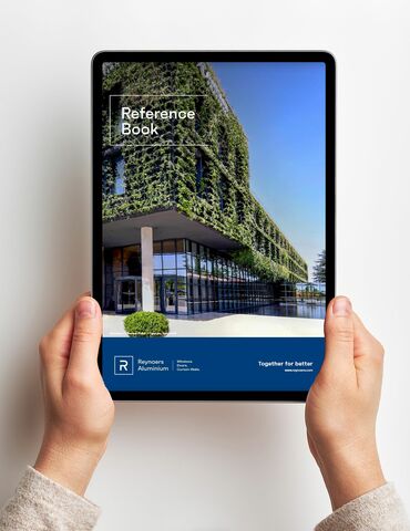 The Reynaers Aluminium Reference Book, digitally available on iPad.